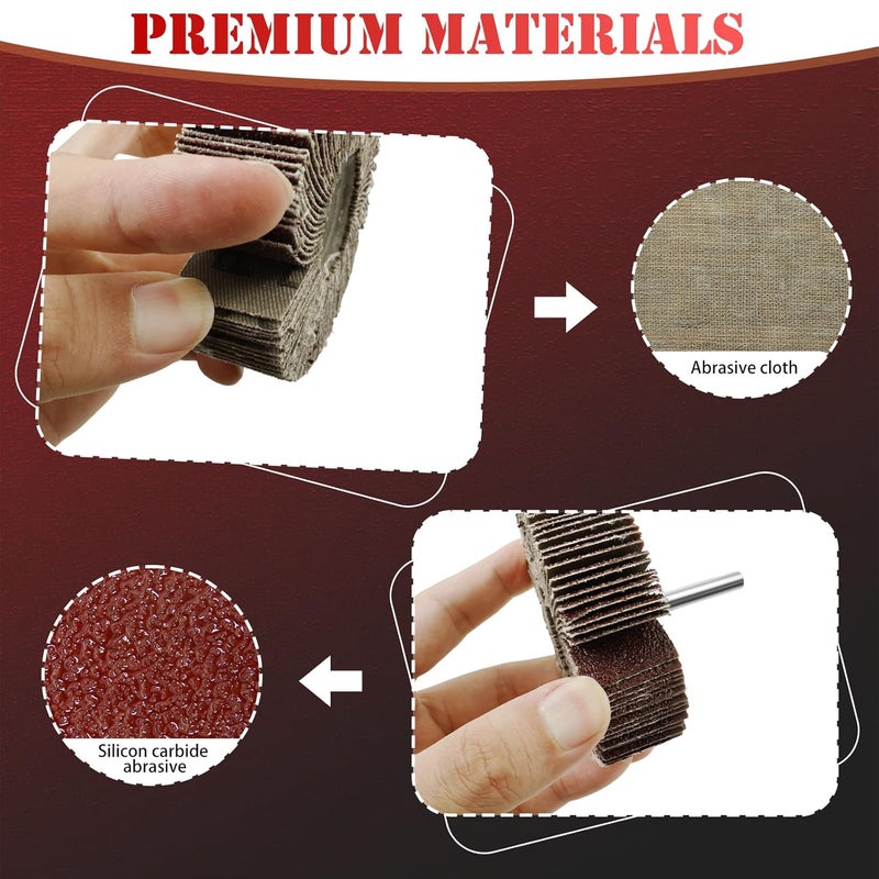 JUNXILPPD 60Pcs Sandpaper 80 Grit Flap Wheel Sander Set 1/4 Inch Shank Flap Wheels for Drill Efficient Polishing Abrasive Flap Sanding Wheel Stable Connection for Metal Wood - Image 4